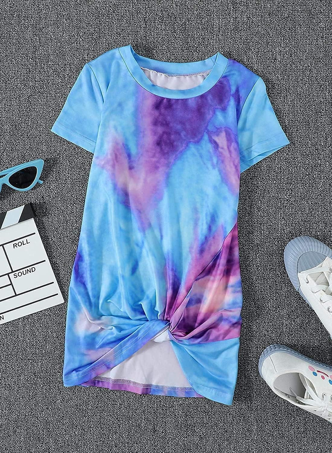 Girls Casual Tunic Tops Knot Front Long Sleeve Loose Soft Blouse T-Shirt Size 4-13